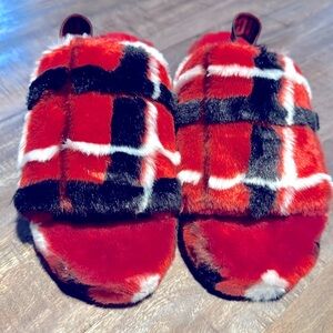 UGG Red and Black Plaid Sandals